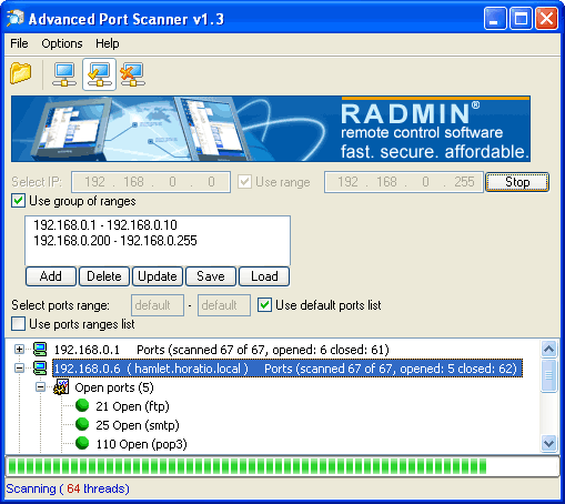 Screenshot for Advanced Port Scanner 1.3